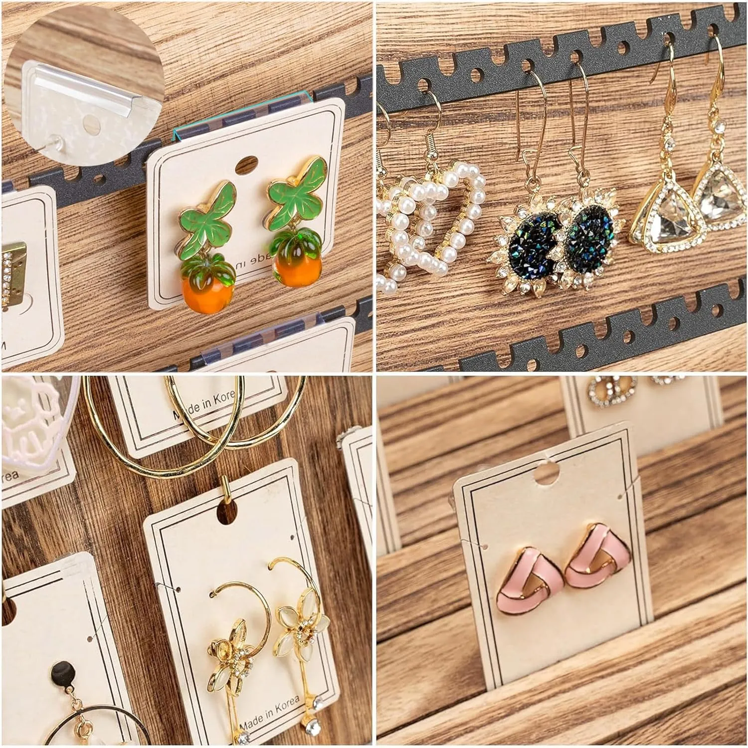 Earring Display for Selling, Portable Wood Jewelry Display Case, Large Capacity Jewelry Display for Selling, Earring Card Holder Organizer with Lock for Earrings, Bracelets, Necklaces