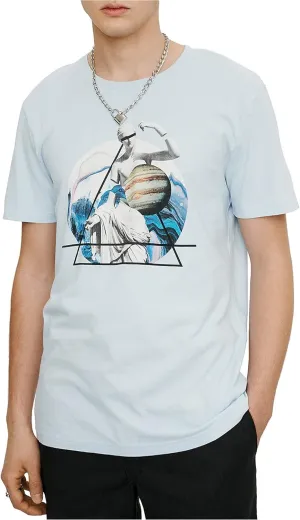 ElevenParis Mens Abstract Graphic T-Shirt, Blue, X-Large