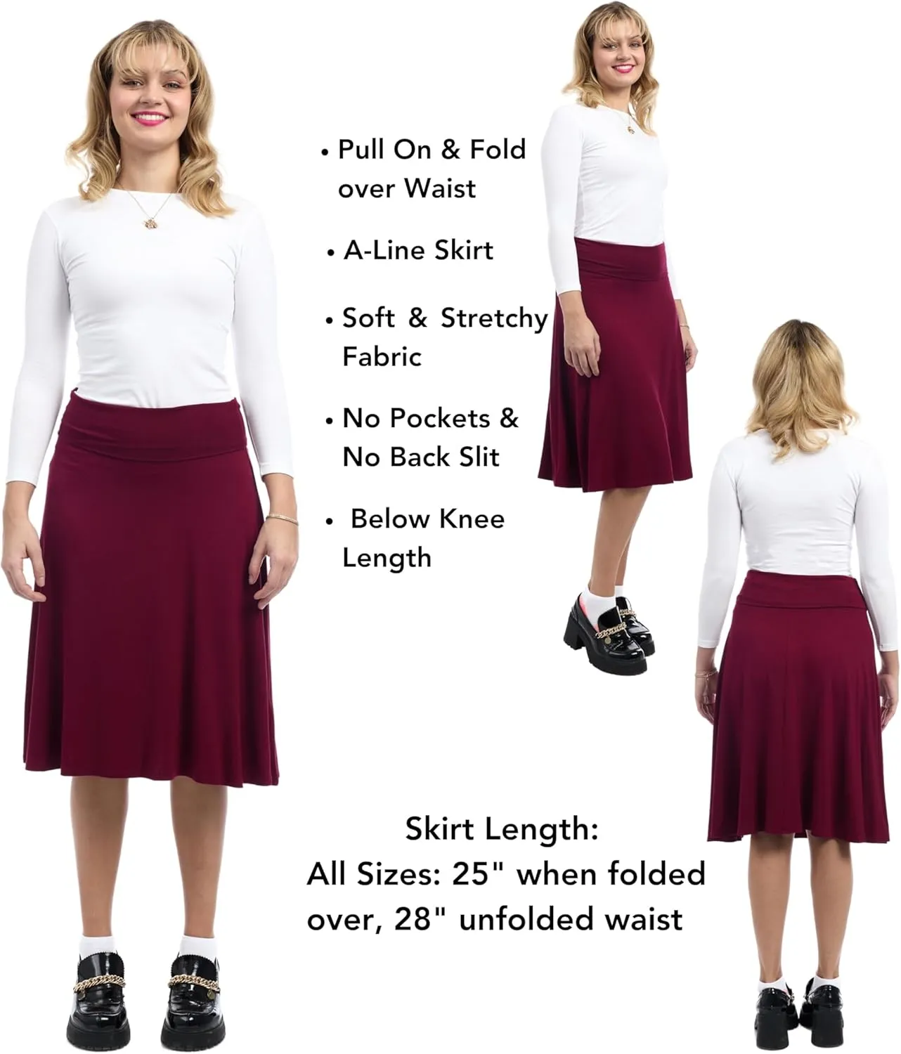 ESTEEZ Women's A-Line Skirt - Modest - Knee Length - Playa