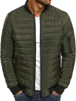 evzosrz Men's Puffer Jackets Quilted Stand Collar Lightweight Warm Baseball Collar Zipper Fall Winter Thicken Packable Coats