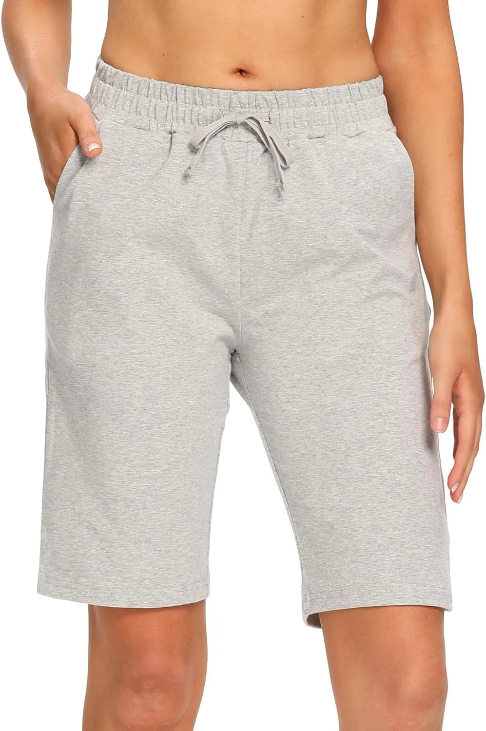EZRUN Womens Bermuda Shorts Summer Sweat Shorts with Deep Pockets Cotton Shorts for Women Gym Workout