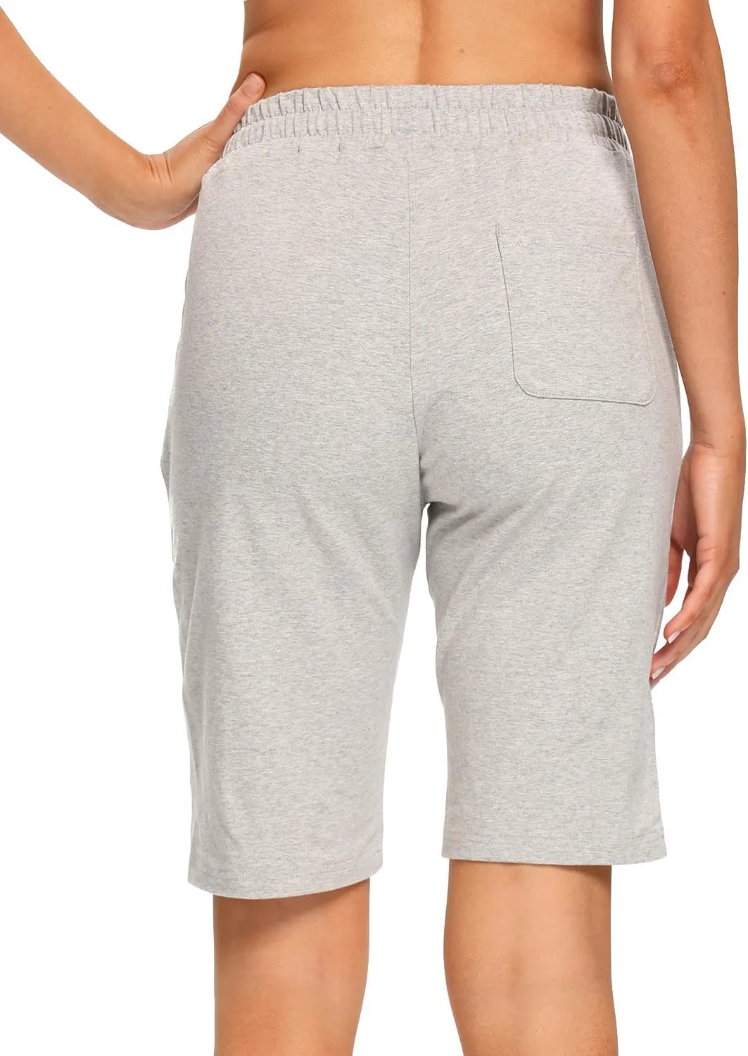 EZRUN Womens Bermuda Shorts Summer Sweat Shorts with Deep Pockets Cotton Shorts for Women Gym Workout
