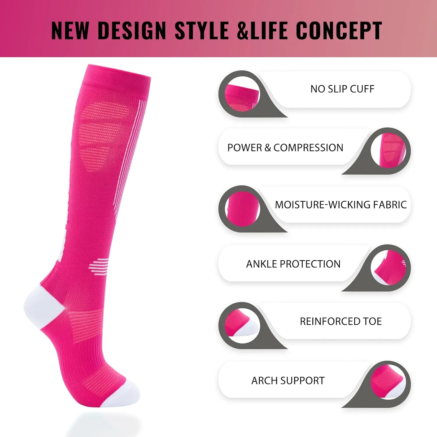 fenglaoda Compression Socks for Women Men 3 Pairs Graduated Compression Support Circulation Socks for Nurses