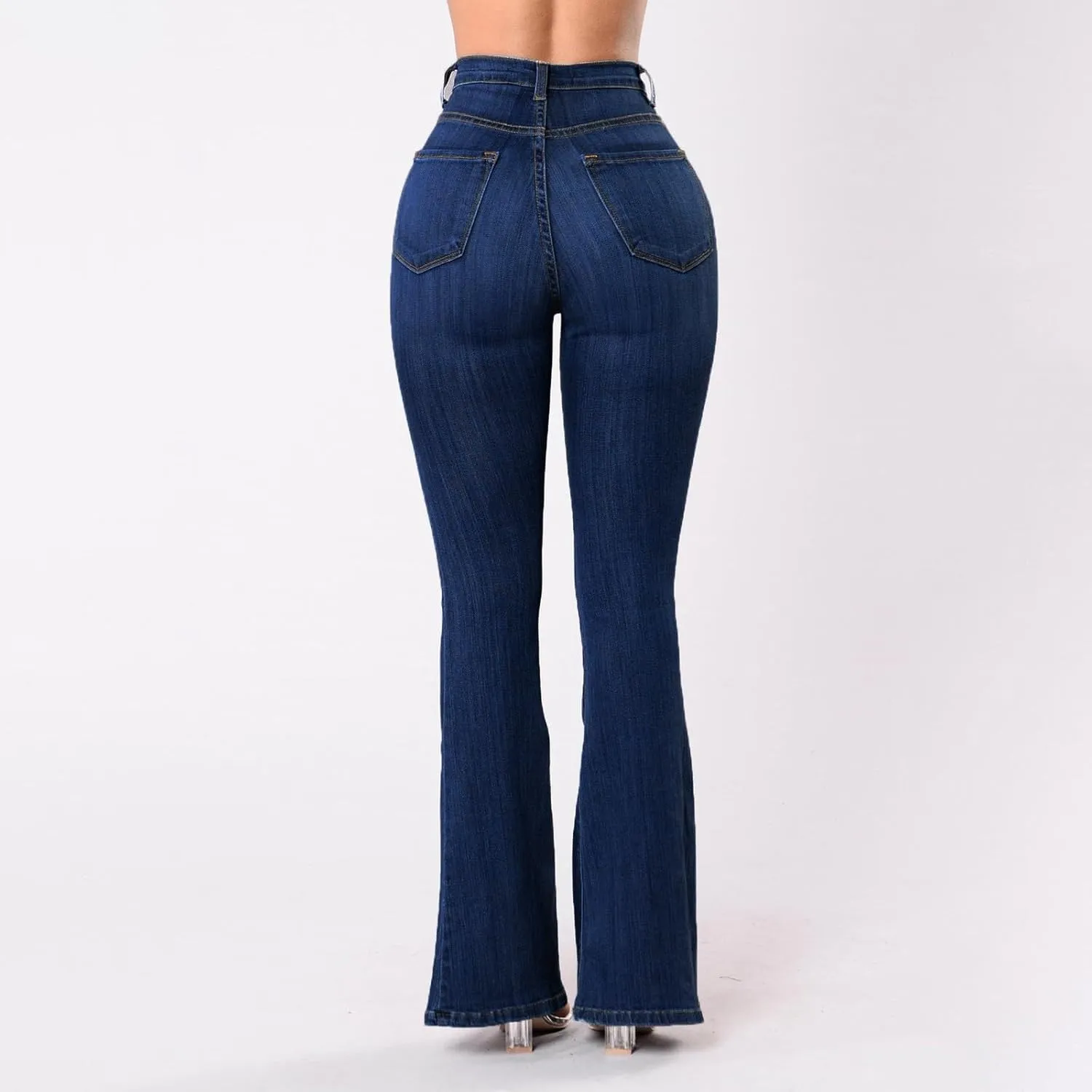 Flare Jeans for Women Bell Bottom High Waisted Bootcut Jeans Button Fly Casual Pants Trousers with Pockets