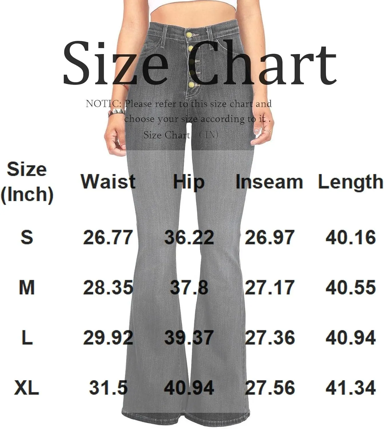 Flare Jeans for Women Bell Bottom High Waisted Bootcut Jeans Button Fly Casual Pants Trousers with Pockets