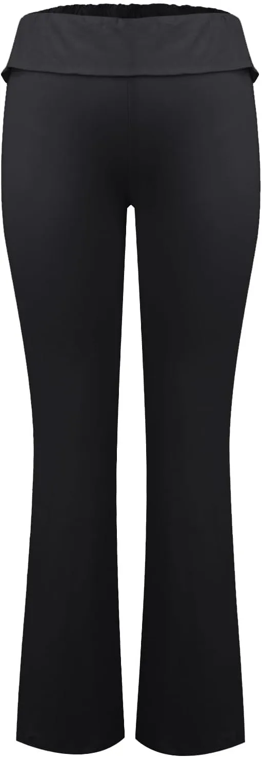 Flare Leggings for Women Low Rise Fold Over Flared Yoga Pants Bootcut Leggings Ladies Comfy Workout Pants