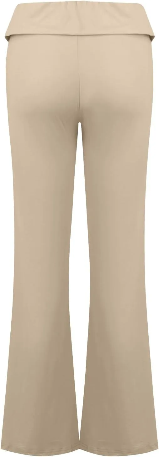 Flare Leggings for Women Low Rise Fold Over Flared Yoga Pants Bootcut Leggings Ladies Comfy Workout Pants