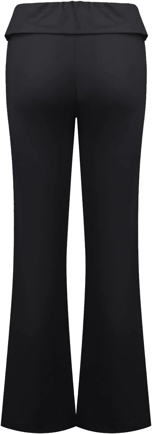 Flare Leggings for Women Low Rise Fold Over Flared Yoga Pants Bootcut Leggings Ladies Comfy Workout Pants