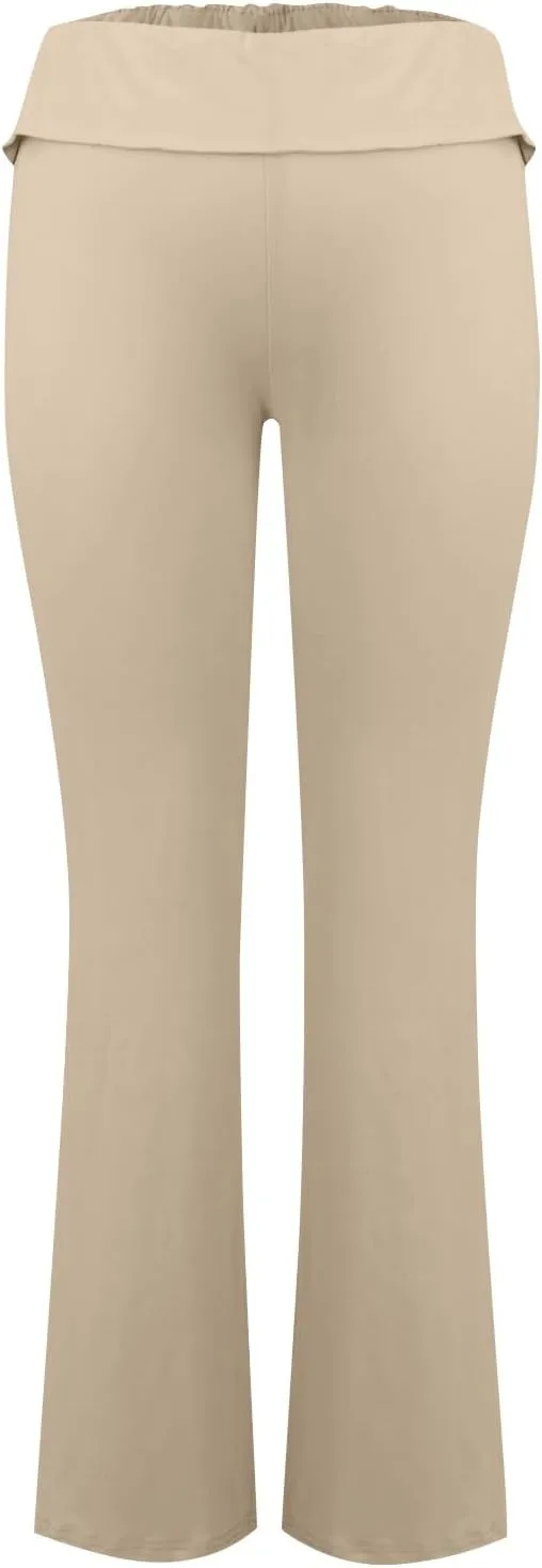 Flare Leggings for Women Low Rise Fold Over Flared Yoga Pants Bootcut Leggings Ladies Comfy Workout Pants
