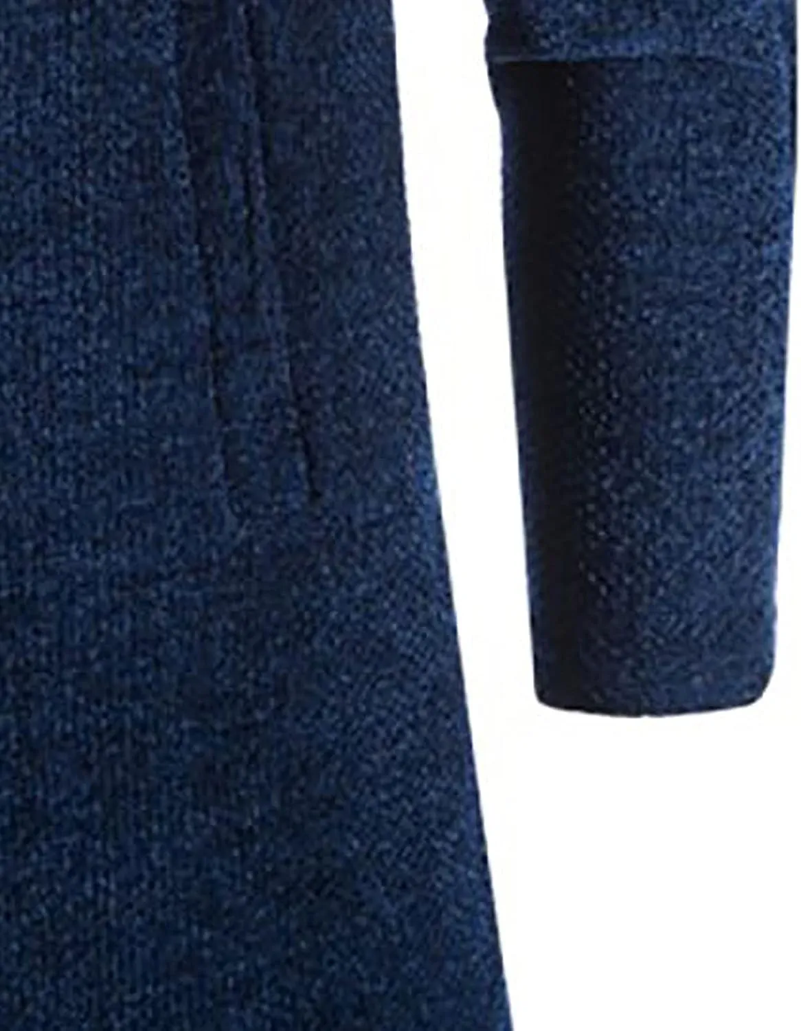 Fleece Lined Jackets for Men Winter Hooded Coats Mid Length Cardigan Sweaters Long Sleeve Tops Warm Pocket Outerwear