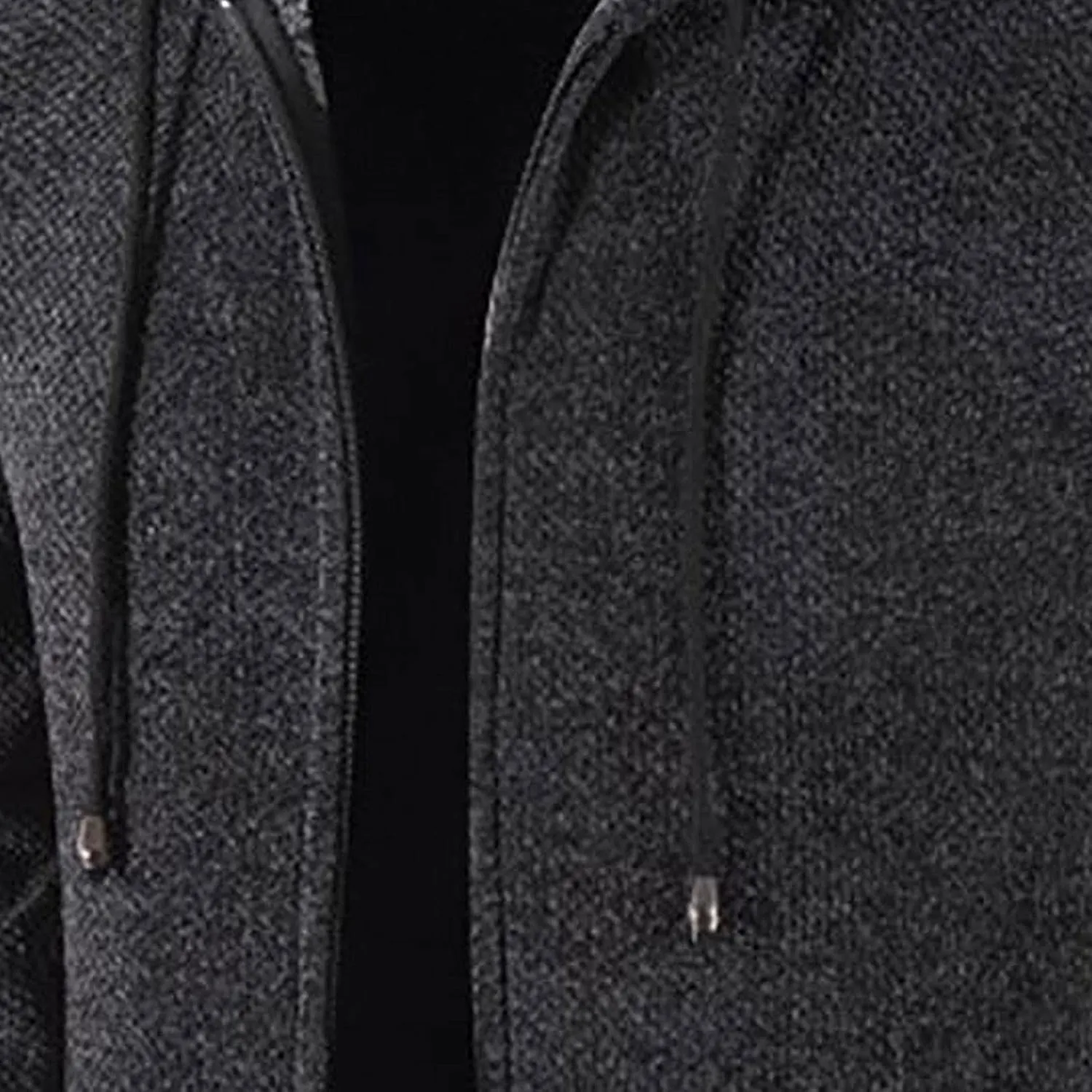 Fleece Lined Jackets for Men Winter Hooded Coats Mid Length Cardigan Sweaters Long Sleeve Tops Warm Pocket Outerwear