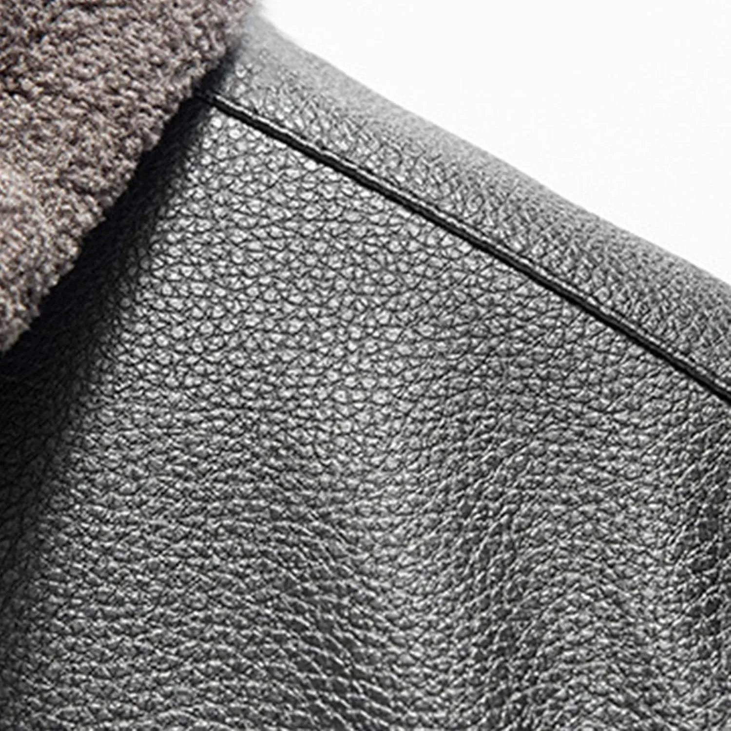 Fleece Lined Leather Jacket Men Hooded Winter Jacket Zip up Thermal Hoodie Vintage Faux Fur Coats Warm Outwear