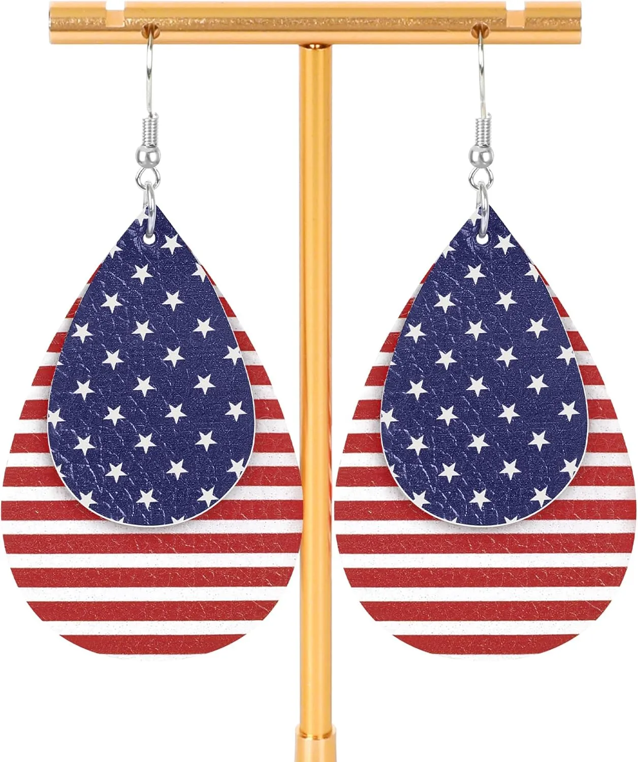 Fullive 4th of July Earrings, Patriotic Dangle Stud for Women, Hypoallergenic Hook Fourth of July Jewelry USA Accessories