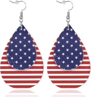 Fullive 4th of July Earrings, Patriotic Dangle Stud for Women, Hypoallergenic Hook Fourth of July Jewelry USA Accessories