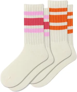 Fun Novelty Striped Retro Crew Socks For Women Sporty Calf Casual Cotton Socks Women