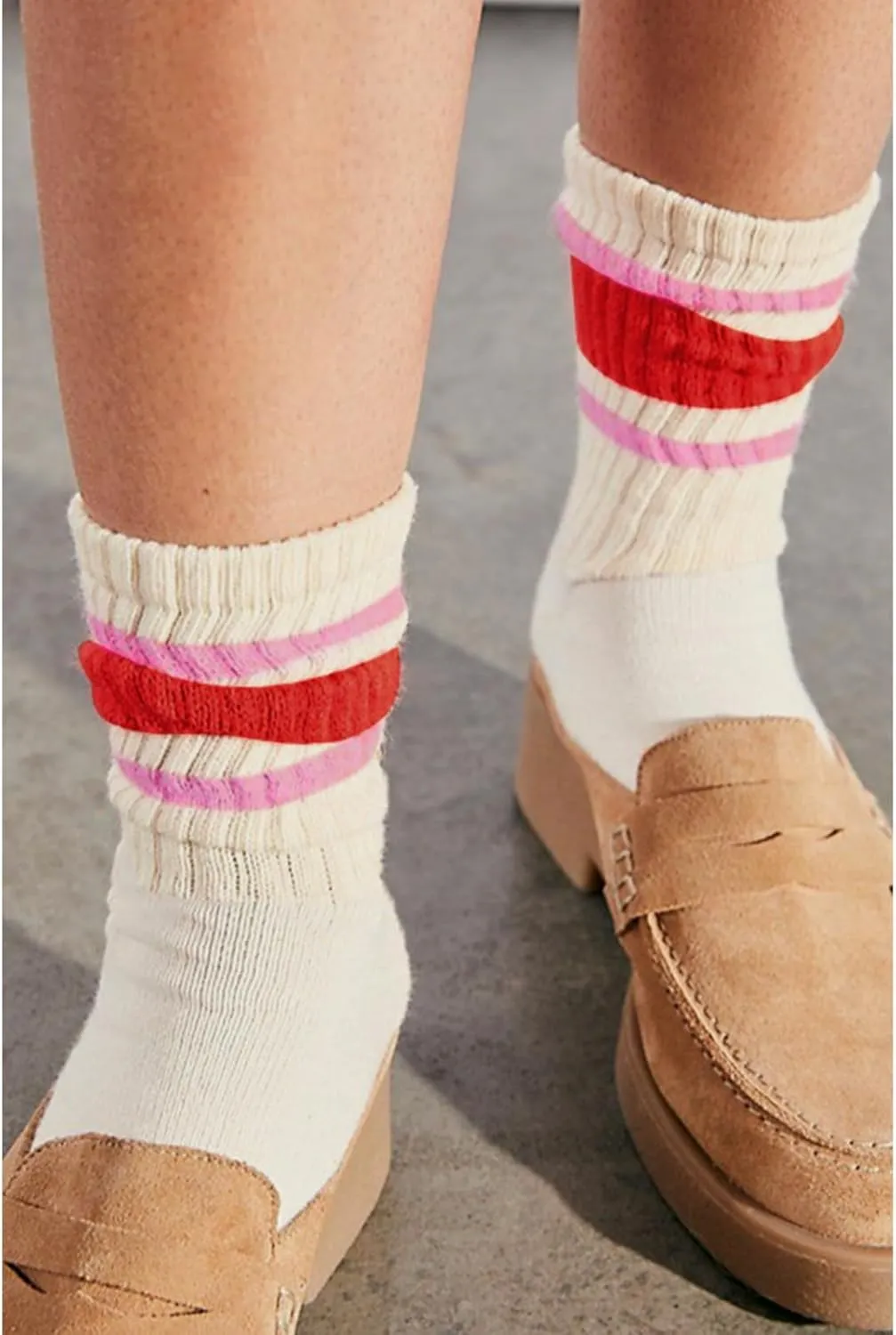 Fun Novelty Striped Retro Crew Socks For Women Sporty Calf Casual Cotton Socks Women