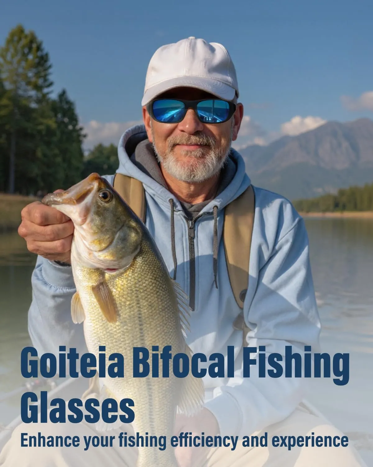 Goiteia Polarized Bifocal Fishing Glasses,Bi-Focal x1.5 x2.0 x2.5 Magnifications,Adjustable Nose Pads with UV400 Protection