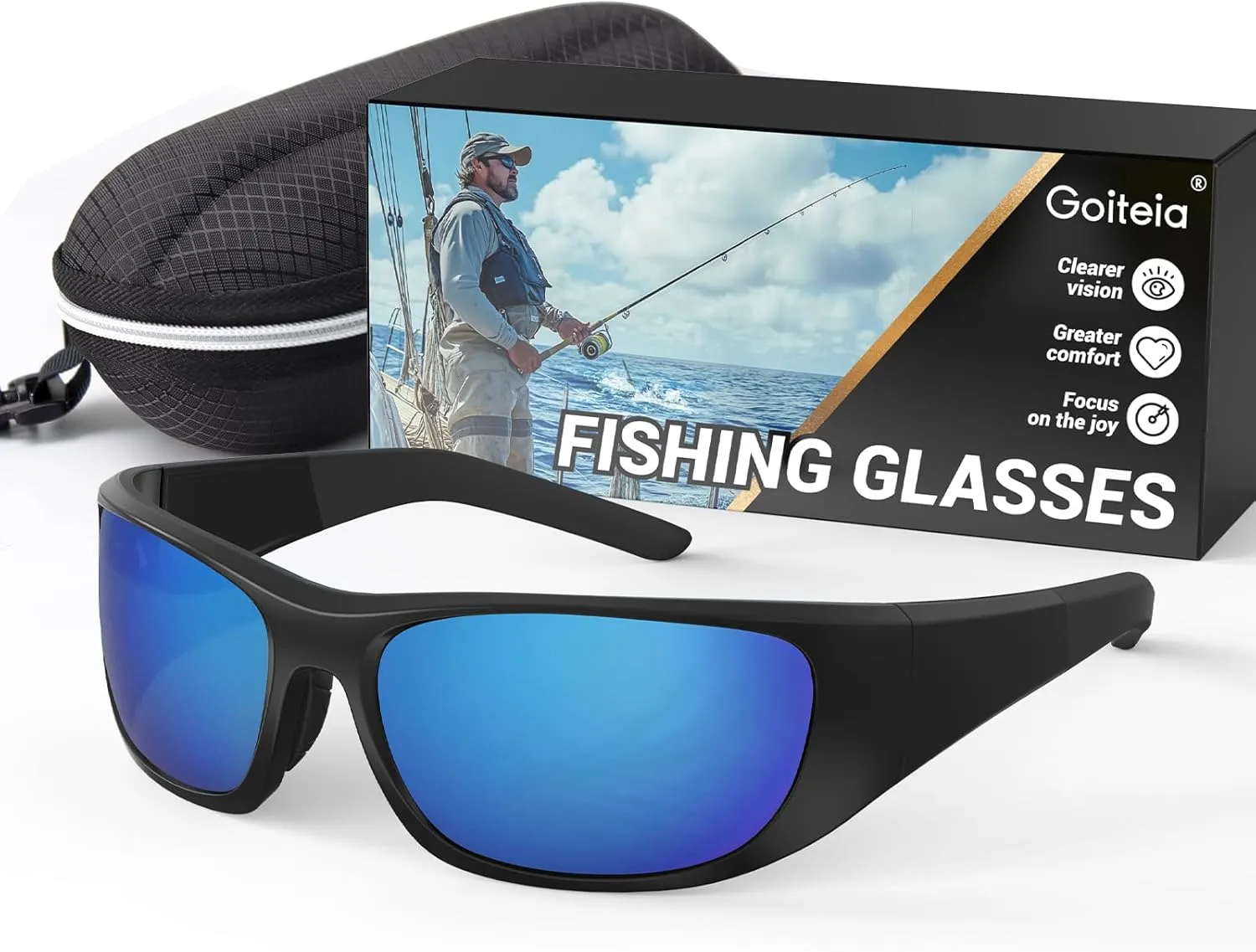 Goiteia Polarized Bifocal Fishing Glasses,Bi-Focal x1.5 x2.0 x2.5 Magnifications,Adjustable Nose Pads with UV400 Protection