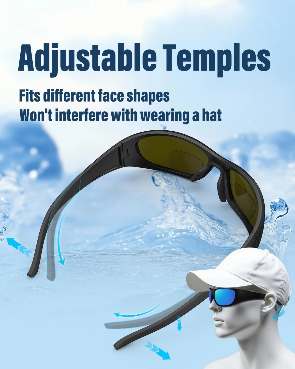 Goiteia Polarized Bifocal Fishing Glasses,Bi-Focal x1.5 x2.0 x2.5 Magnifications,Adjustable Nose Pads with UV400 Protection