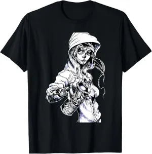 Graffiti Tag Skeleton Ghetto Girl T-shirt T-Shirt