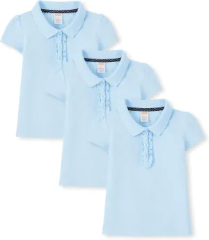 Gymboree Girls' and Toddler Short Sleeve Ruffle Polo Shirt Multipack