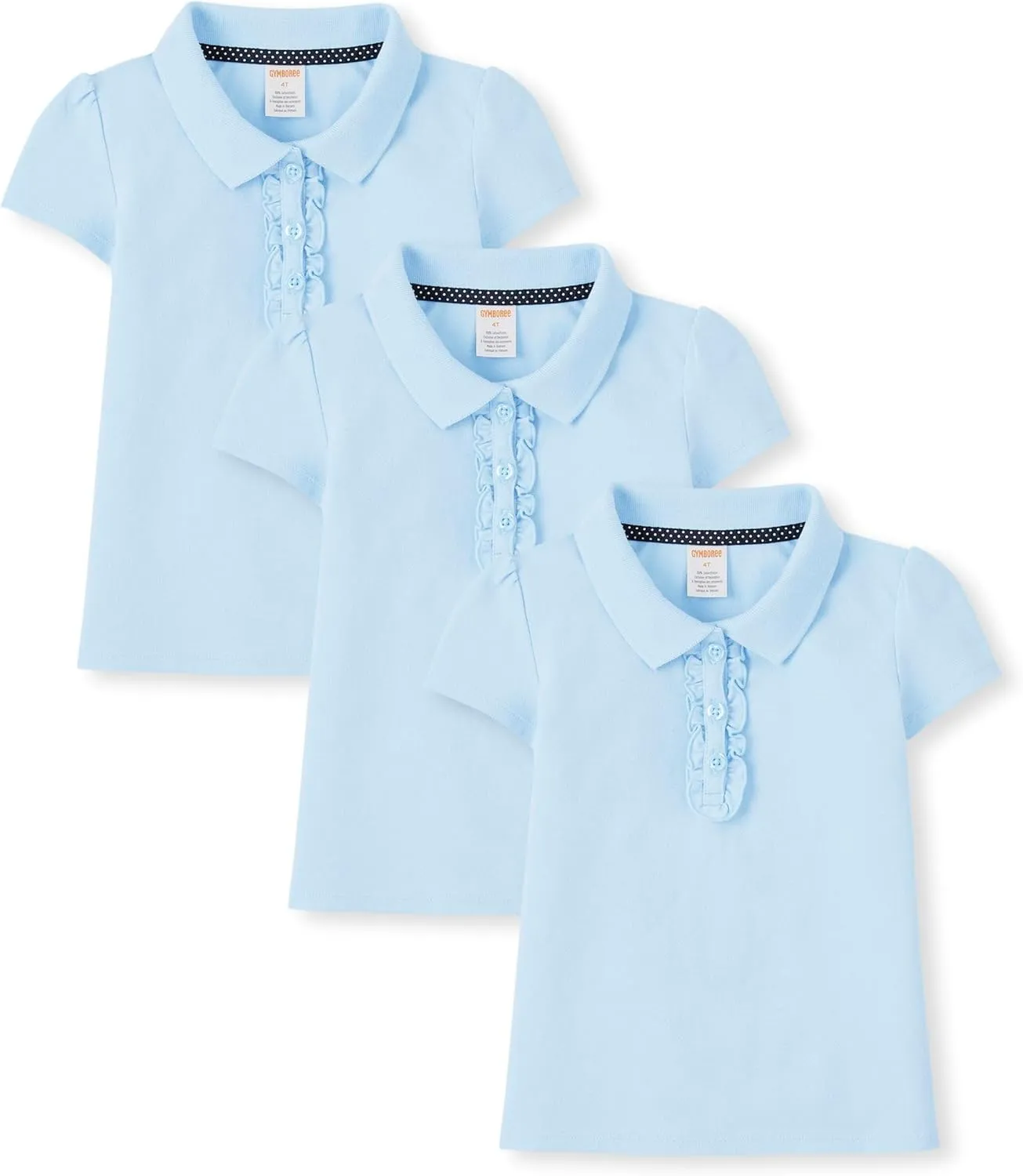 Gymboree Girls' and Toddler Short Sleeve Ruffle Polo Shirt Multipack
