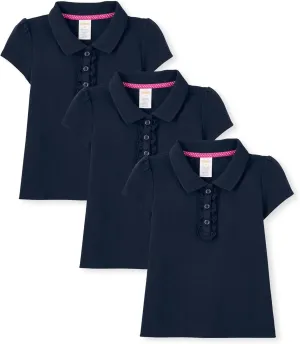 Gymboree Girls' and Toddler Short Sleeve Ruffle Polo Shirt Multipack