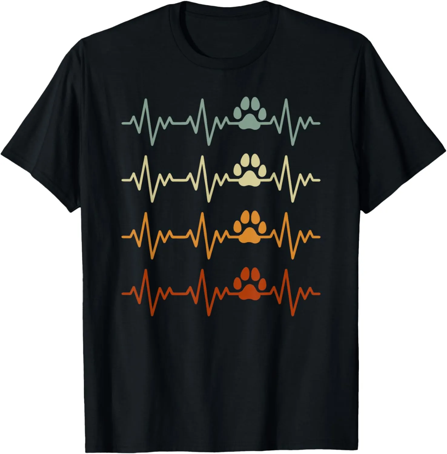 Heartbeat Dog Lovers Paw Funny T-Shirt