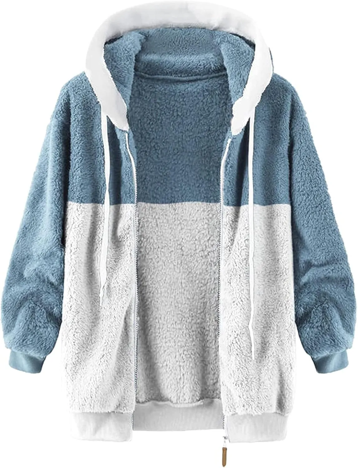 HXHYQKP Womens Fleece Zip Up Jacket Winter Coats Plus Size Jacket Hoodies Plush Warm Fuzzy Coat with Pockets