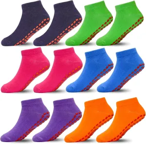 HYCLES Boys Girls Non-Slip Toddler Socks Grip Ankle Sticky Socks Anti-Skid Sock for Kids 6 Pairs for 2-13 Years Kids