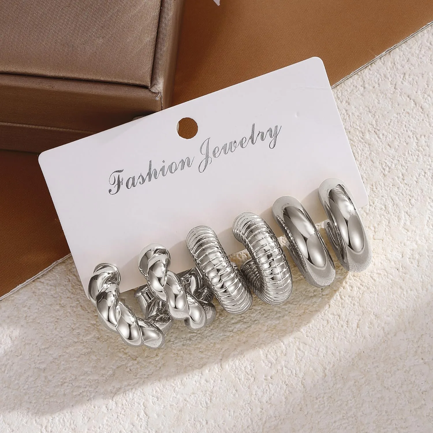 IFKM 24 Pairs Gold Hoop Earrings Set for Women Hypoallergenic Chunky Chain Twisted Open Hoops Dangle Earring Packs for Birthday Party Christmas Fashion Jewelry Gift