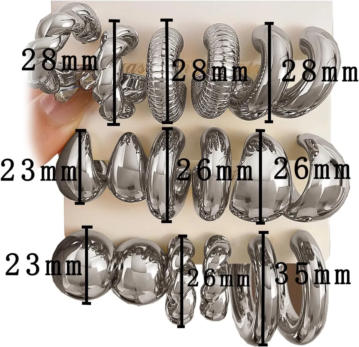 IFKM 24 Pairs Gold Hoop Earrings Set for Women Hypoallergenic Chunky Chain Twisted Open Hoops Dangle Earring Packs for Birthday Party Christmas Fashion Jewelry Gift