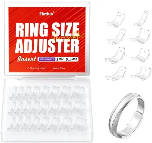 Invisible Ring Size Adjusters Set for Loose Rings,24 Pack-8 Sizes,Ring Size Reducer Spacer Ring Resizer Tightener Ring Guard with Organizer,Assorted Sizes for Any Rings