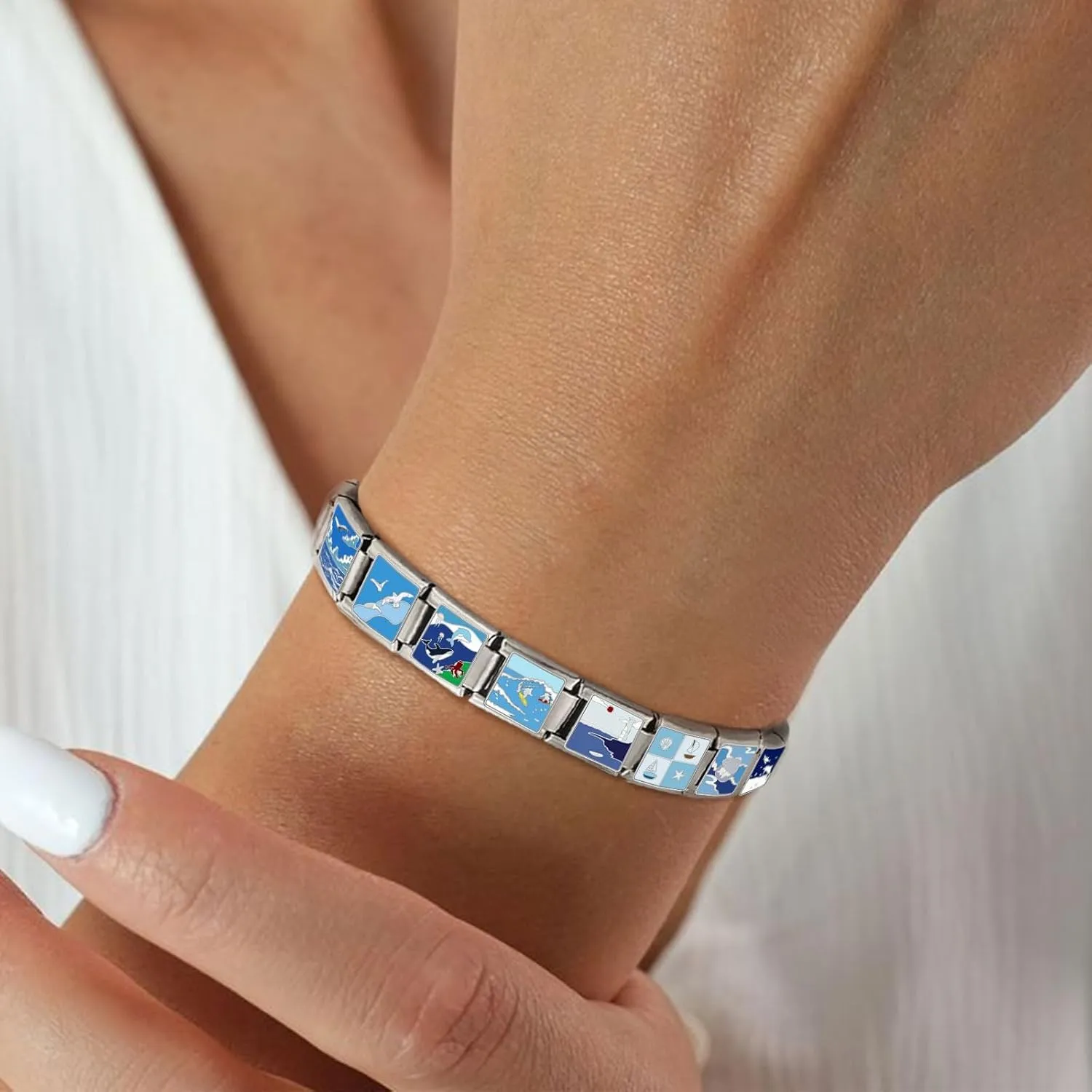 Italian Charms Bracelet Sets with 1Pcs Starter Brascelet 9Pcs Charms 9mm Italian Modular Charm Bracelet DIY Module Jewelry Gifts