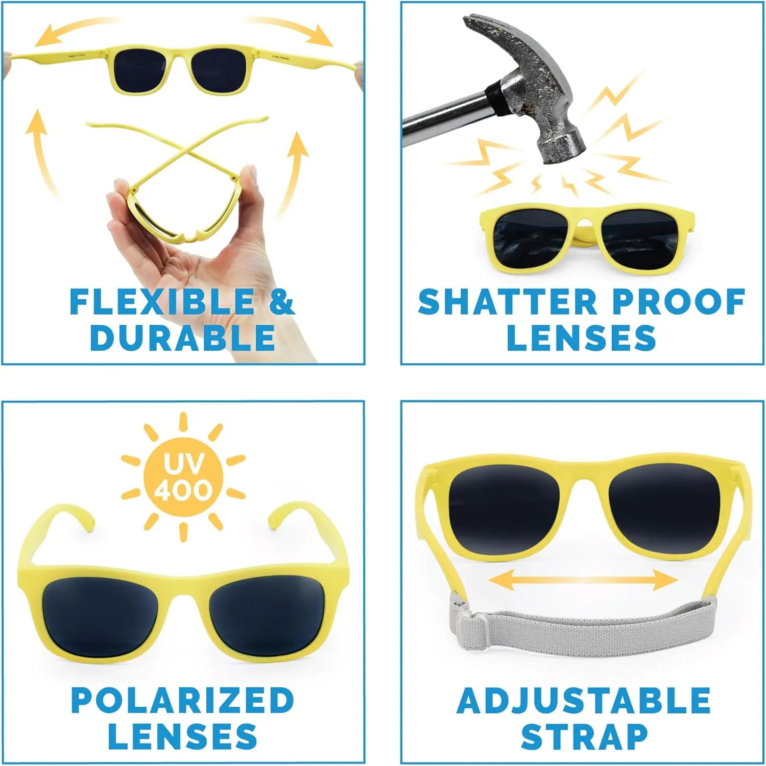 JAN & JUL Baby Toddler Kids Flexible UV-400 Polarized Sun-glasses with Strap for Girls Boys