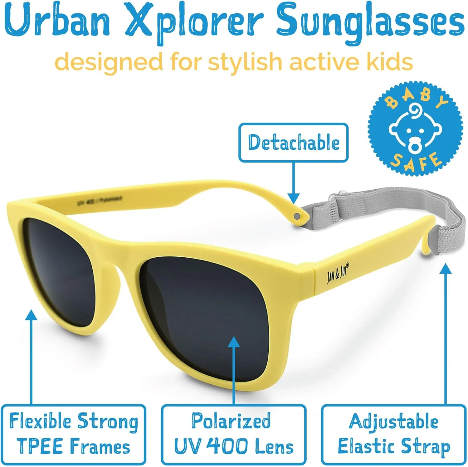 JAN & JUL Baby Toddler Kids Flexible UV-400 Polarized Sun-glasses with Strap for Girls Boys