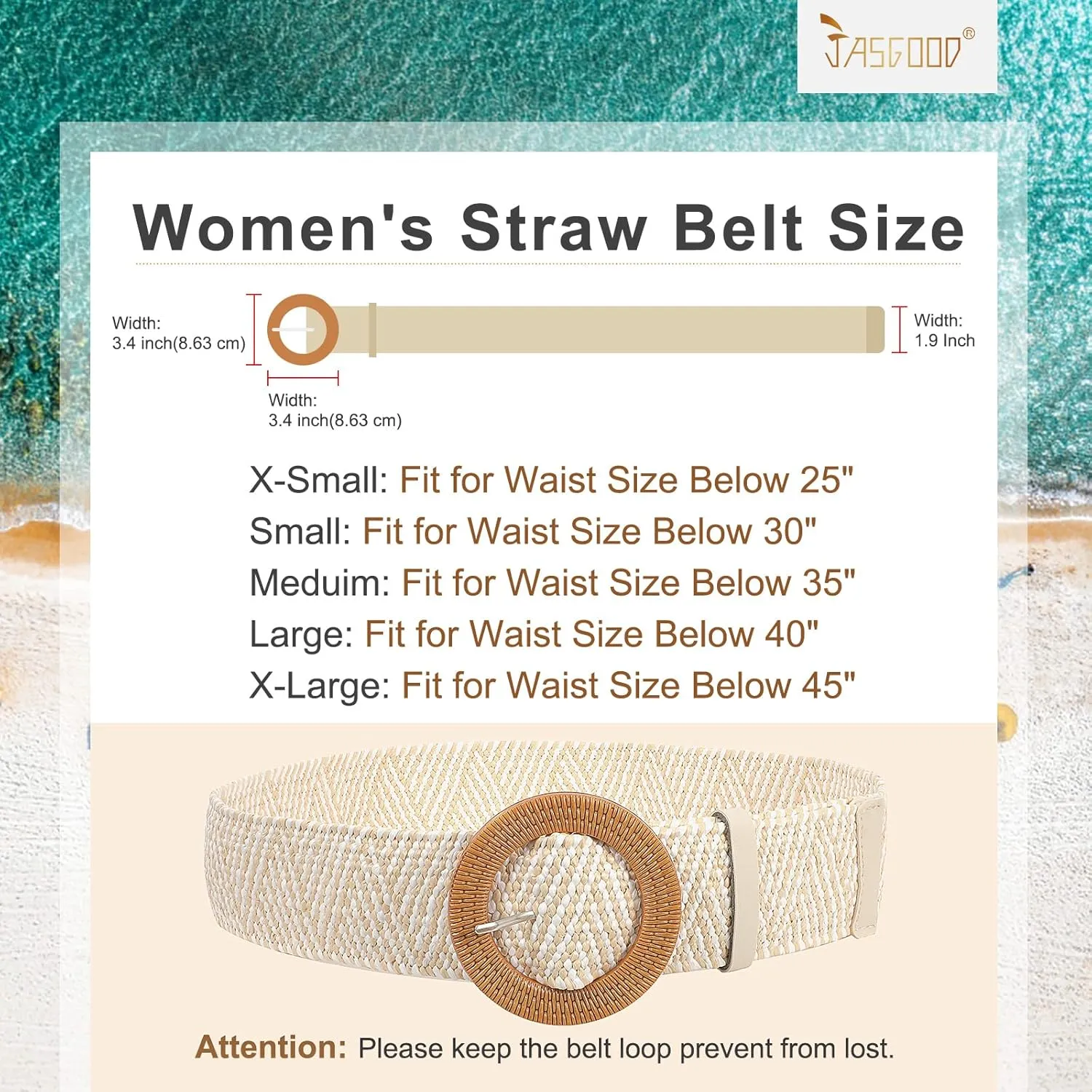 JASGOOD Straw Woven Elastic Stretch Belts Women Raffia Dress Waist Band Boho Ladies Braided Dress Belts