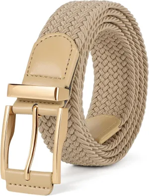 JASGOOD Stretchy Braided Belt for Men Elastic Woven Belt for Jeans Pants 1 3/8" Casual Men Women Golf Belt, Gift Box