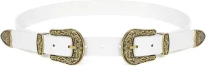 JASGOOD Women Leather Belts Ladies Vintage Western Design Black Waist Belt for Pants Dresses