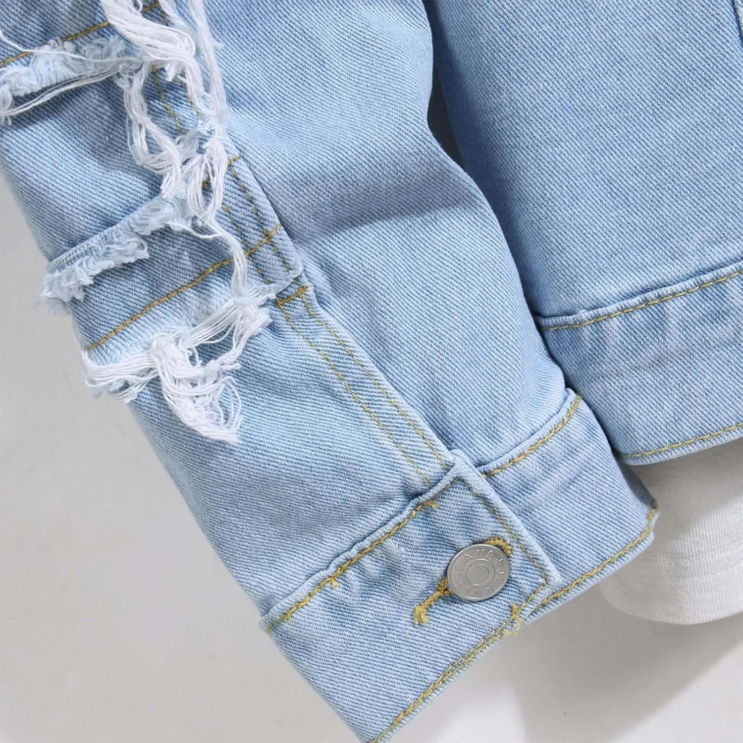 Jean Jacket for Men Distressed Classic Vintage Denim Jacket Casual Ripped Holes Button down Trucker Jacket Jean Coat