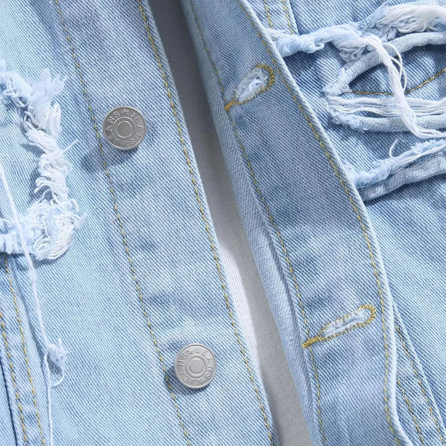 Jean Jacket for Men Distressed Classic Vintage Denim Jacket Casual Ripped Holes Button down Trucker Jacket Jean Coat