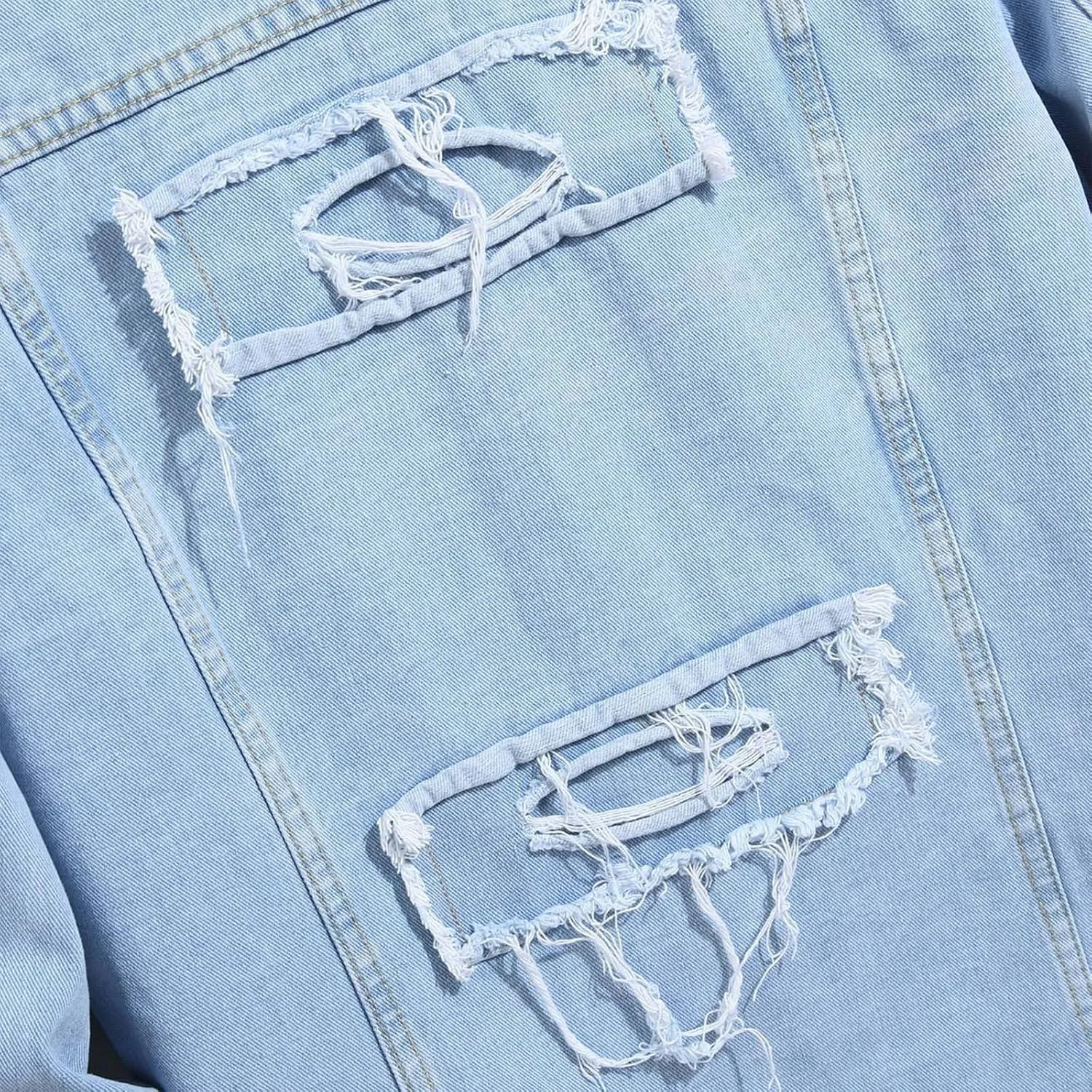 Jean Jacket for Men Distressed Classic Vintage Denim Jacket Casual Ripped Holes Button down Trucker Jacket Jean Coat