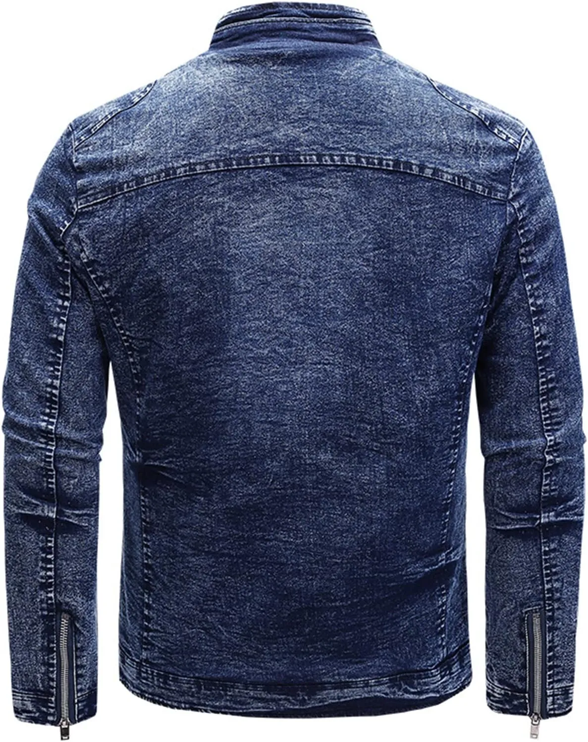 JEsilunmaMY Casual Stretch Denim Jacket for Men Slim Fit Fleece Lined Trucker Jean Coat Zip Up Distressed Cardigan Outwear