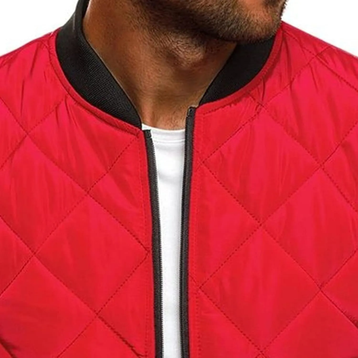 JEsilunmaMY Men's Quilted Jacket Diamond Winter Coat Zip Up Solid Color Bomber Padded Jacket Lightweight Cotton Windbreaker