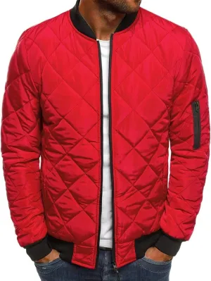 JEsilunmaMY Men's Quilted Jacket Diamond Winter Coat Zip Up Solid Color Bomber Padded Jacket Lightweight Cotton Windbreaker