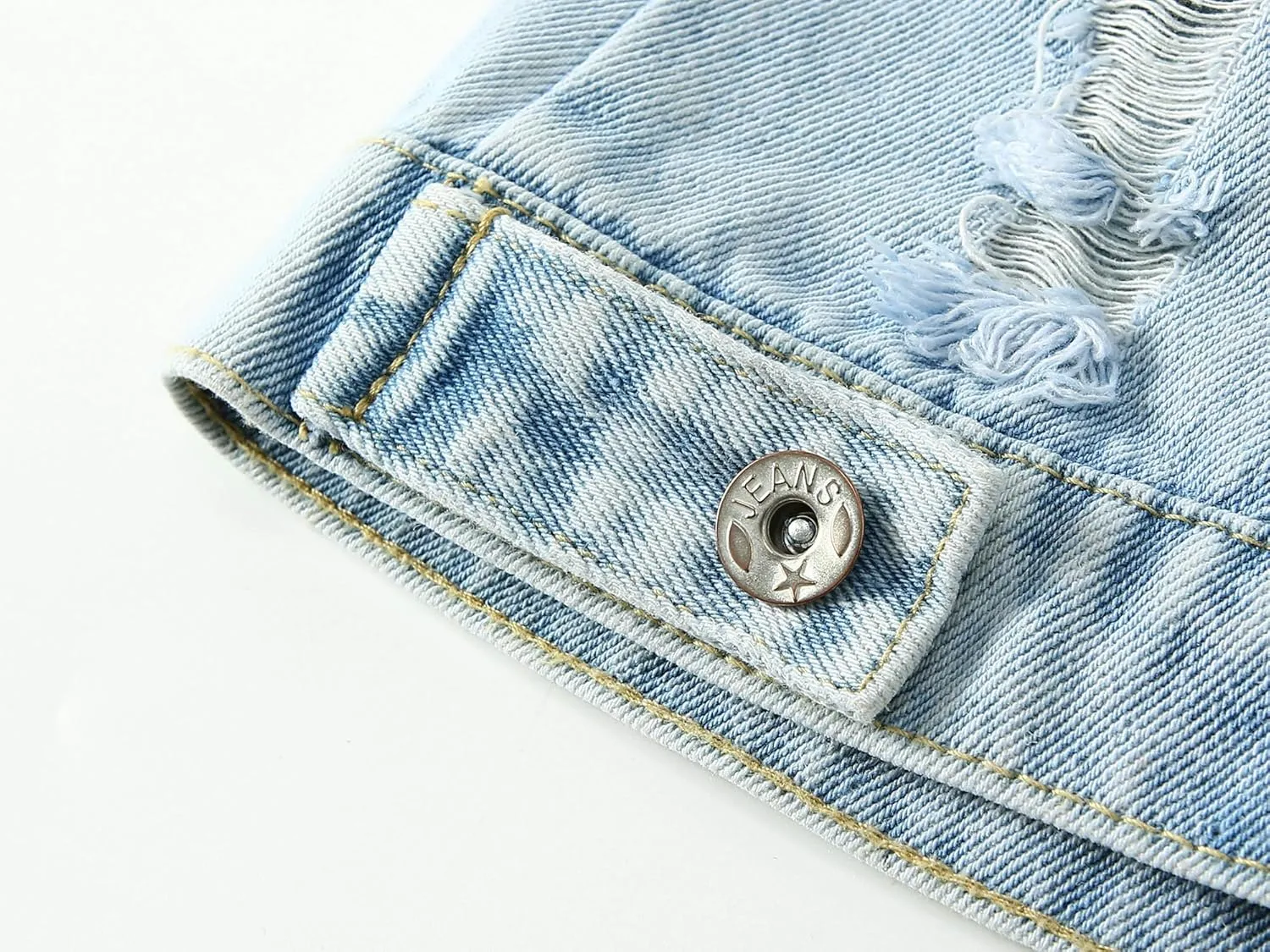 Kedera Womens Denim Jean Vest Classic Junior Button Up Cropped Distressed Sleeveless Jean Jacket