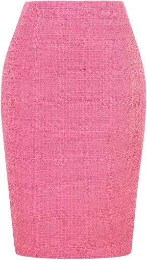 Kinghua Womens Wool Plaid Pencil Skirt Fall Winter High Waisted Slit Bodycon Knee Length Midi Skirt