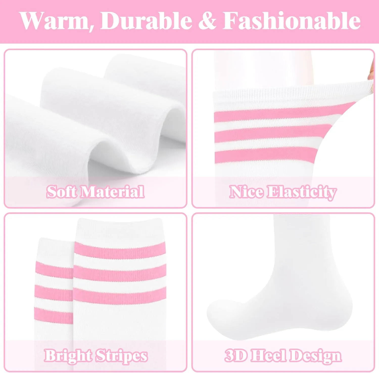 Knee High Socks for Women Knee Socks Tube Socks Womens Athletic Socks Cotton Tall Socks Long Socks Knee High Stockings