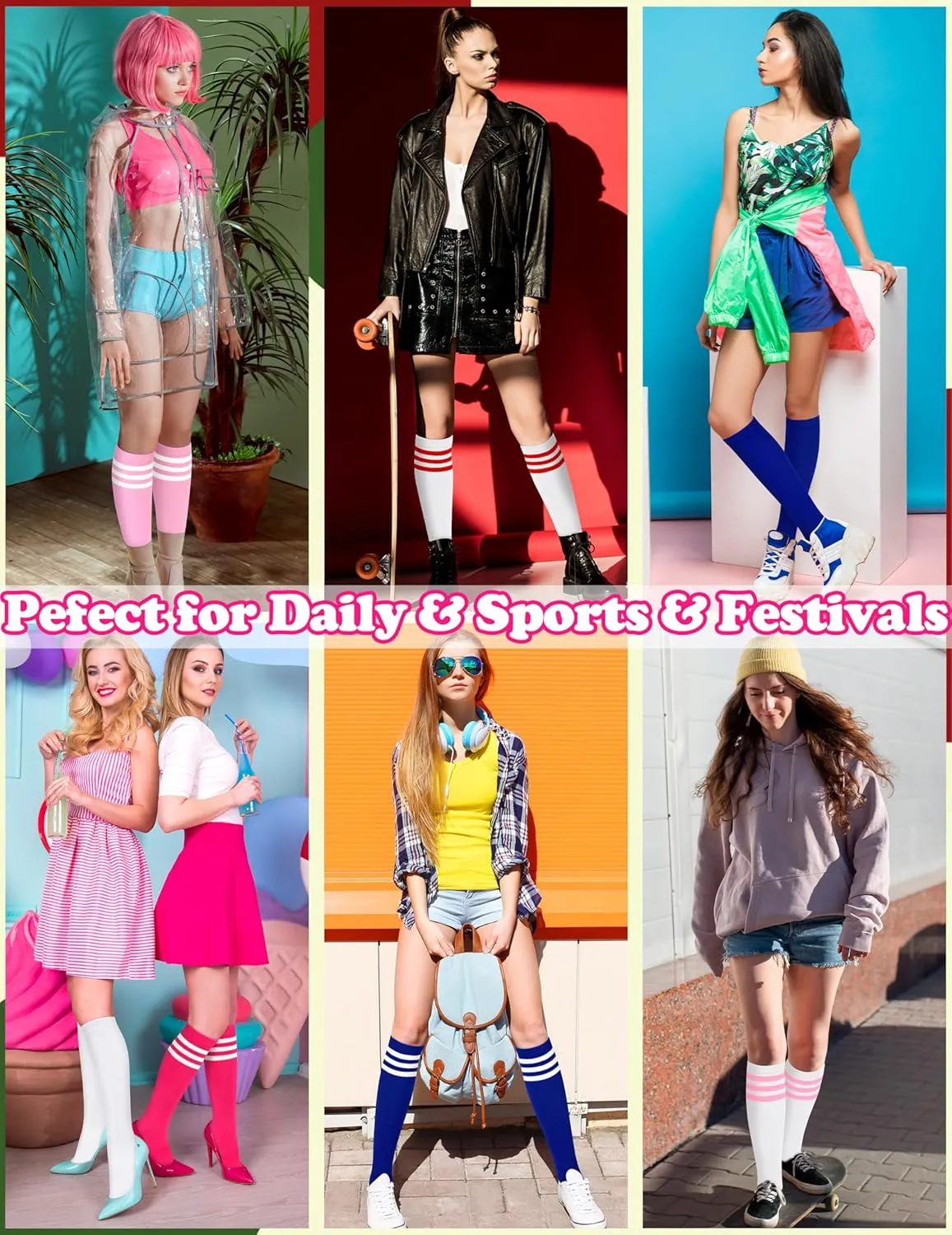 Knee High Socks for Women Knee Socks Tube Socks Womens Athletic Socks Cotton Tall Socks Long Socks Knee High Stockings