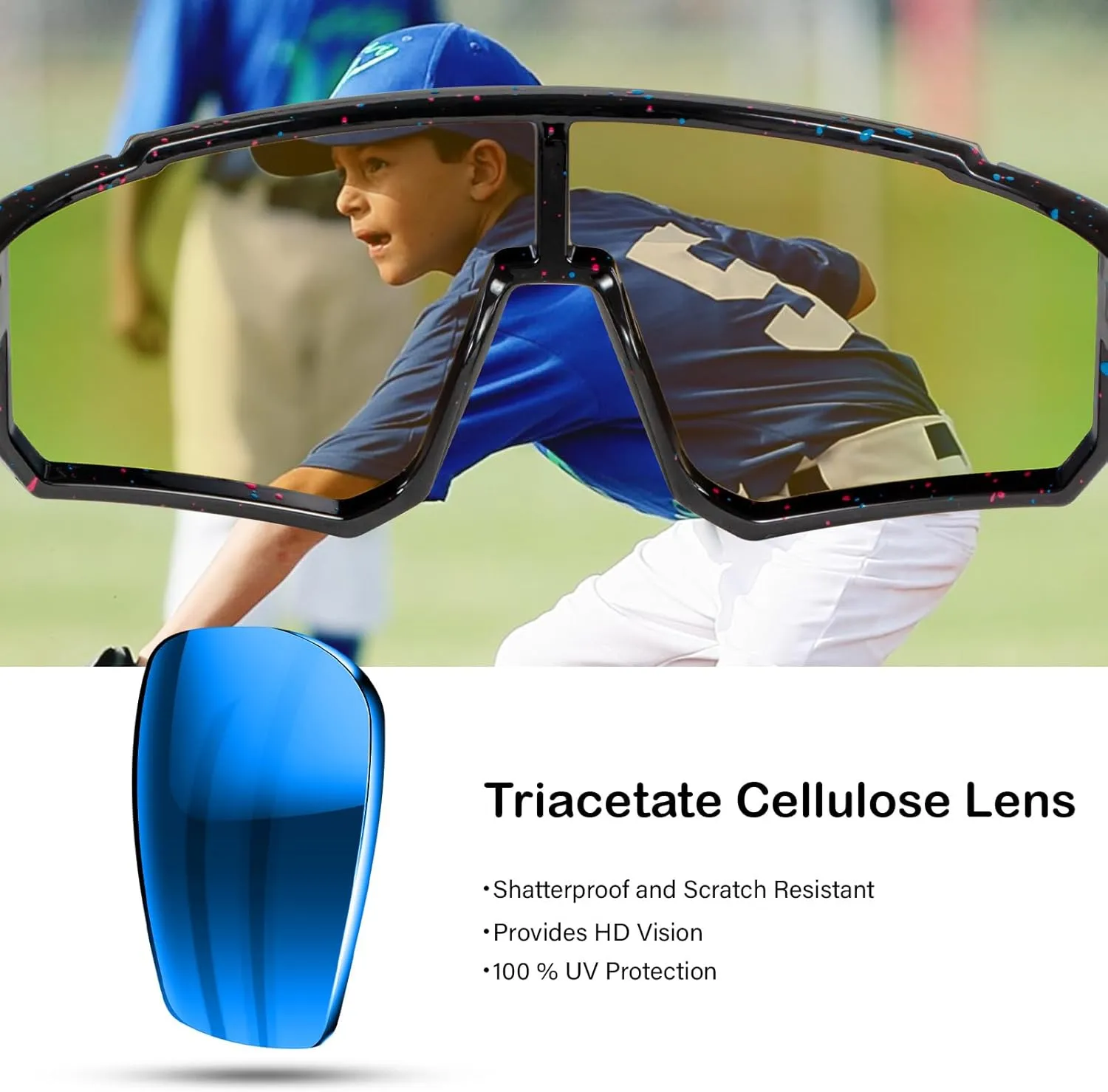 KUGUAOK Polarized Youth Baseball Sunglasses Kids Softball Cycling UV400 Protection Sun Glasses Boys Girls Goggles
